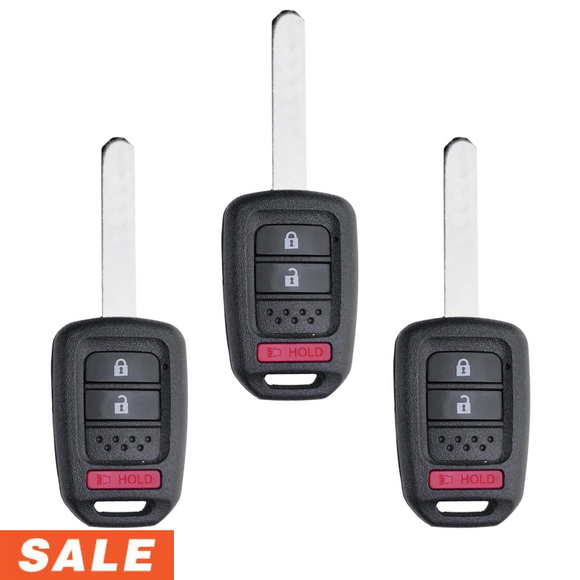 Honda 3 Button Remote Head Key 2013-2019 For Fcc: Mlbhlik6-1T (Pack Of 3)