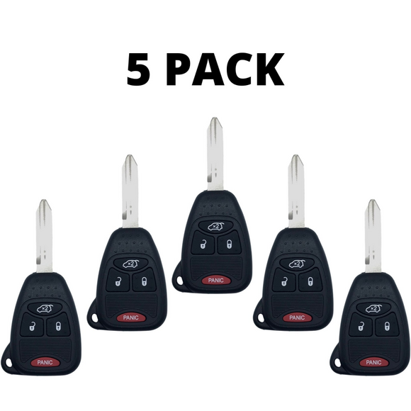 Pack of 5 - Replacement Key Shell for Chrysler Dodge Jeep 4 Button Remote Head Key OHT692427AA