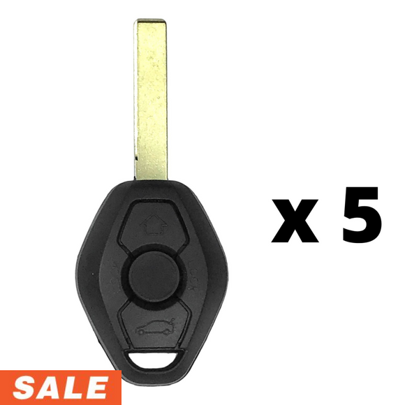 Pack of 5 - BMW 3 Button Remote Head Key CAS2 System 2004-2010 for FCC: LX8FZV