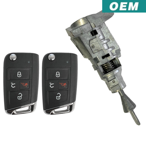Volkswagen Tiguan 2018-2022 Oem 4 Button Flip Kessy Key And/Or Cylinder Lock Package | New And 2