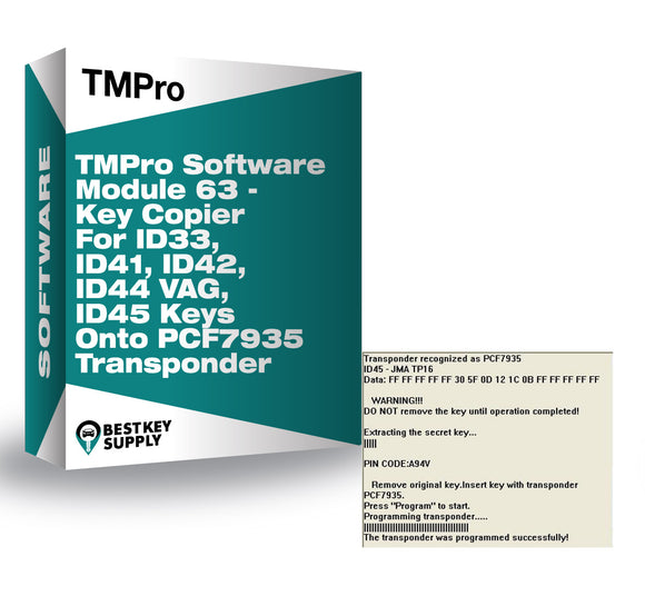 TMPro Software Module 63 - Key Copier For ID33, ID41, ID42, ID44 VAG, ID45 Keys Onto PCF7935 Transponder