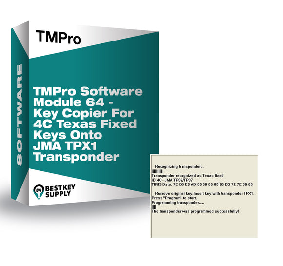 TMPro Software Module 64 - Key Copier For 4C Texas Fixed Keys Onto JMA TPX1 Transponder