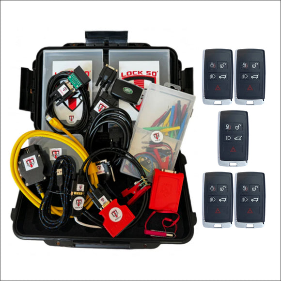 Lock50 JLR Alarm Off Programming Kit HW04-B w/ All Adapters - 5 Extra Land Rover Keys