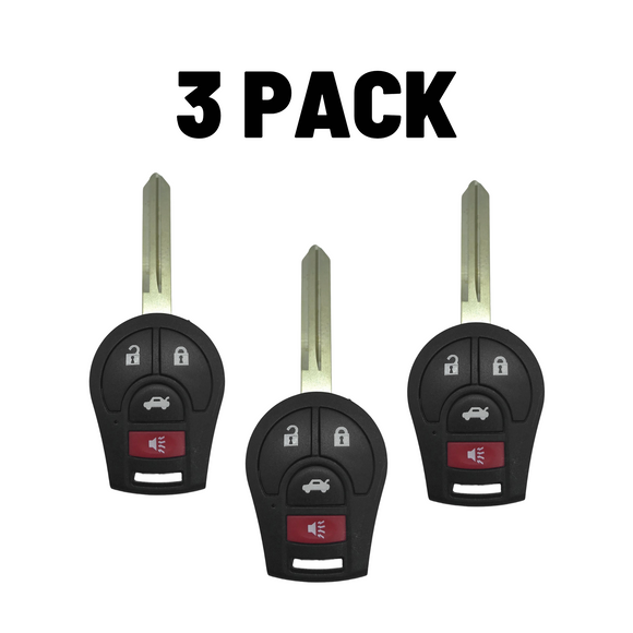 Nissan 4 Button Remote Head Key 2003-2018 For Cwtwb1U751 (3 Pack)