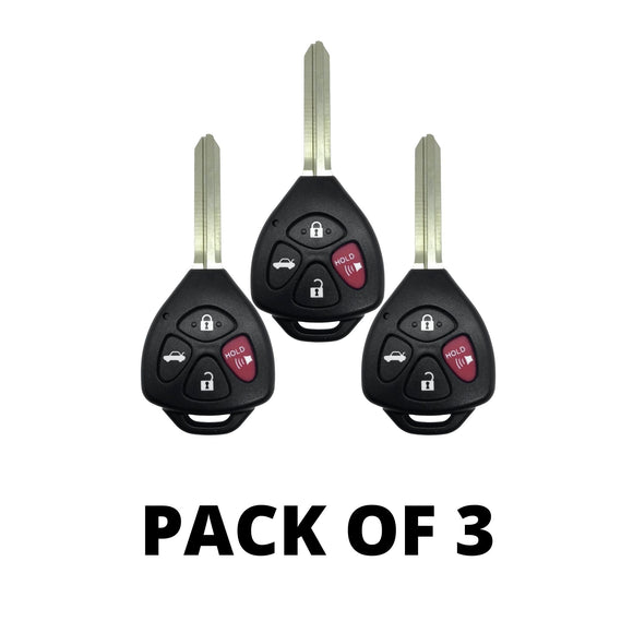 Toyota Camry 2007-2011 4 Button Remote Head Key For Hyq12Bby / 4D67 (3 Pack)