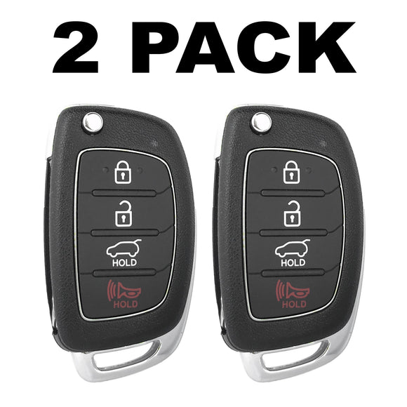 Hyundai Santa Fe 2013-2016 4 Button Flip Key Remote For Fcc: Tq8-Rke-3F04 (2 Pack)