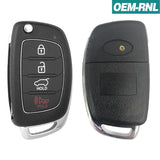 Hyundai Santa Fe 2013-2016 Oem 4 Button Flip Key Remote Tq8-Rke-3F04 | Refurbished No Logo