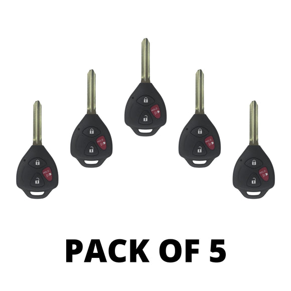 5 Pack - Toyota Scion Pontiac 3 Button Remote Head Key Shells