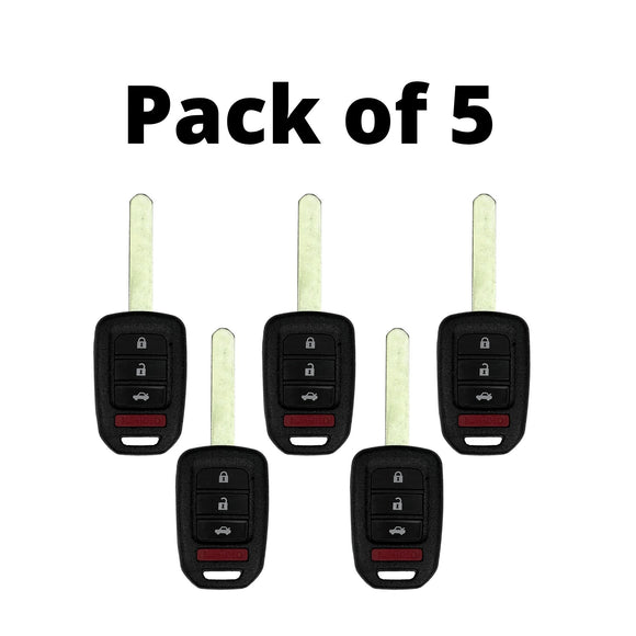 Honda Accord Civic Cr-V 2016-2020 4 Button Remote Head Key For Mlbhlik6-1Ta - Pack Of 5