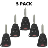 5 Pack - Jeep 4 Button Remote Head Key 2007-2018 For Fcc: Oht692713Aa
